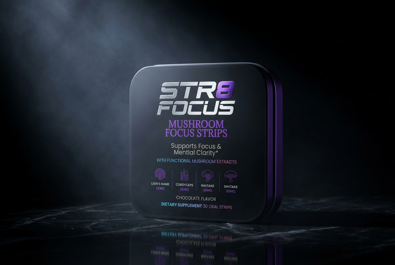 STR8 FOCUS Drop 001 Mushroom Focus tin, chocolate flavour, 30 strips